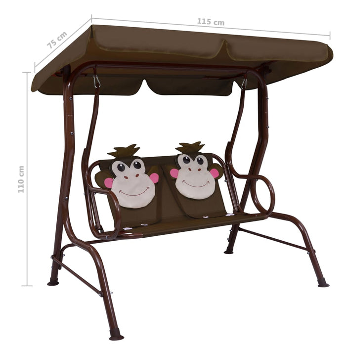 VXL Rocking Bench for Children Brown Fabric 115X75X110 Cm