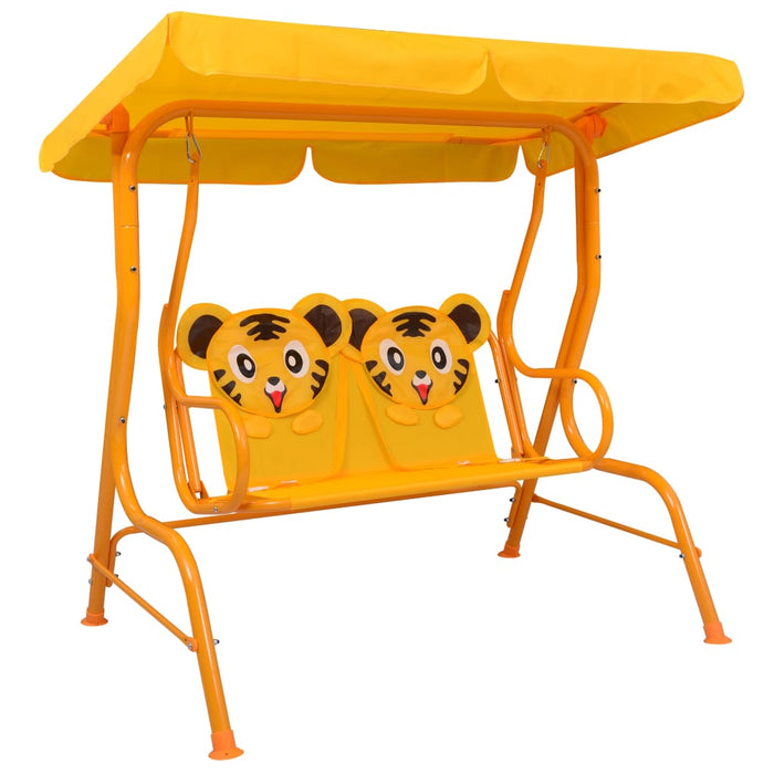 VXL Rocking Bench for Children Yellow Fabric 115X75X110 Cm