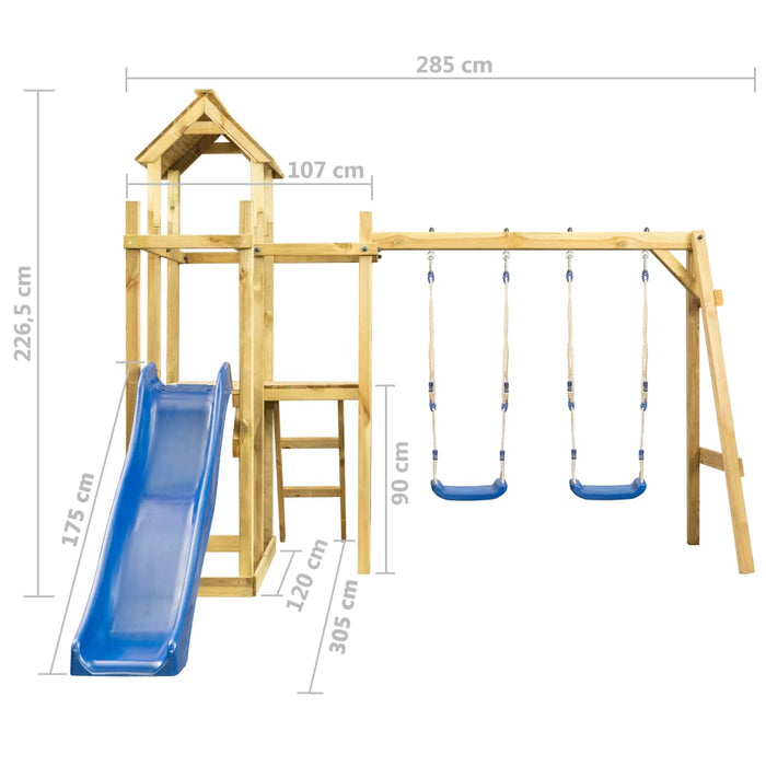 VXL Playground with slide, swings and ladder 285x305x226.5 cm