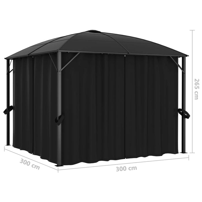 VXL Gazebo With Anthracite Gray Curtains 300X300X265 Cm