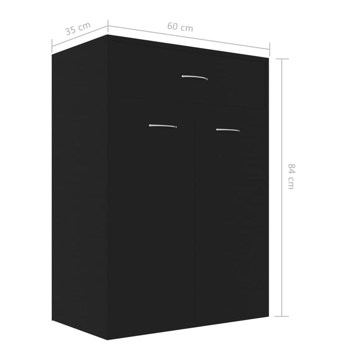 VXL Black chipboard shoe rack 60x35x84 cm