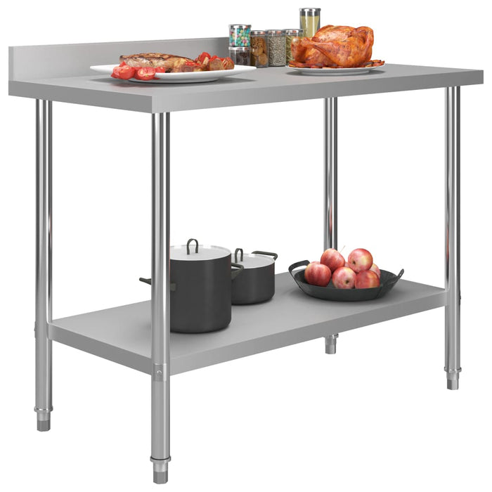 VXL kitchen work table and backsplash stainless steel 120x60x93 cm