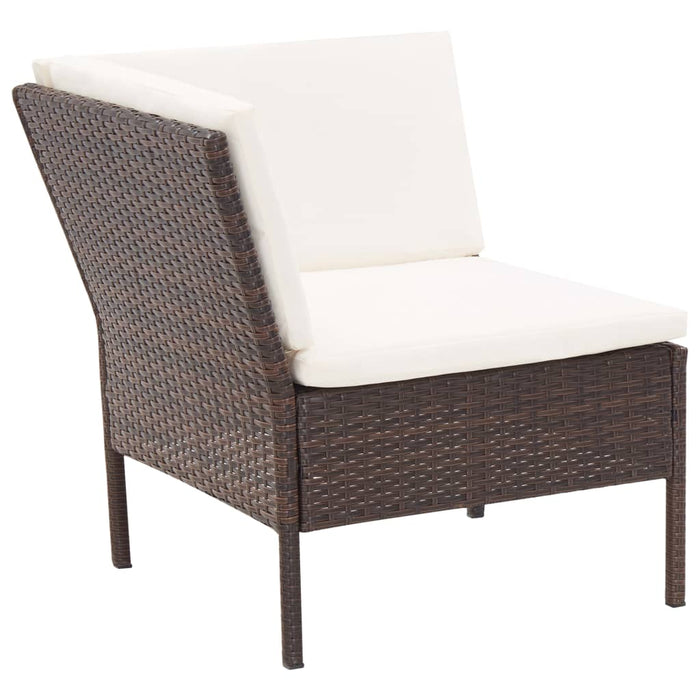 VXL Garden Furniture Set 6 Pieces and Cushions Brown Synthetic Rattan