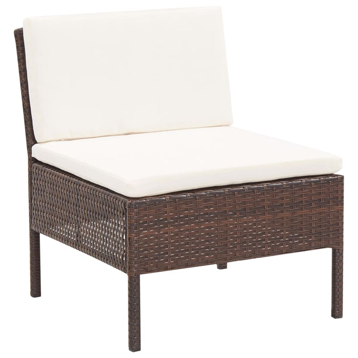 VXL Garden Furniture Set 6 Pieces and Cushions Brown Synthetic Rattan