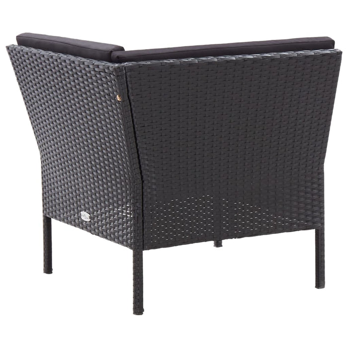 VXL Garden Furniture Set 6 Pieces and Cushions Black Synthetic Rattan