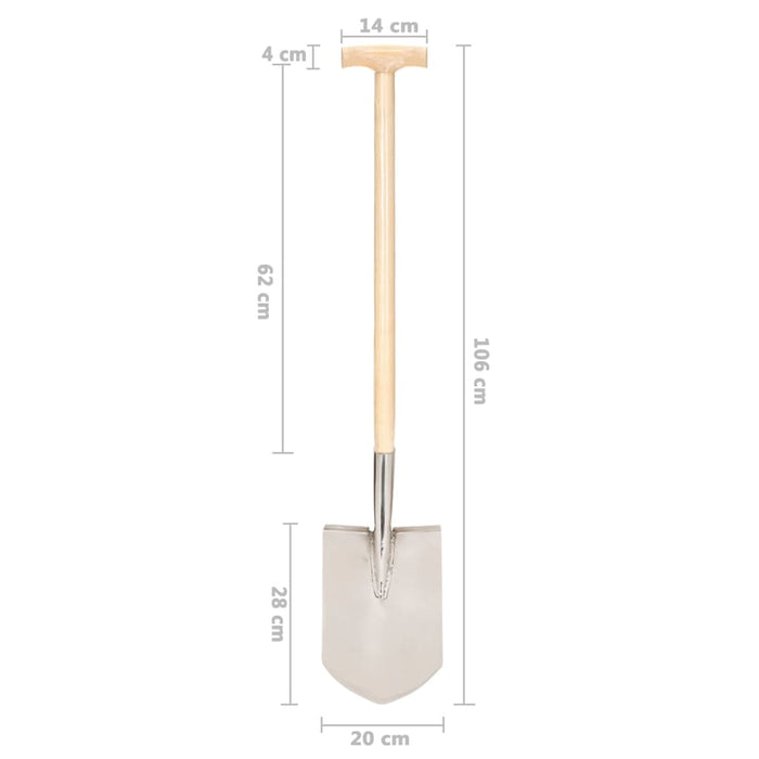 VXL Garden Spiked Shovel with T-Grip Stainless Steel and Ash