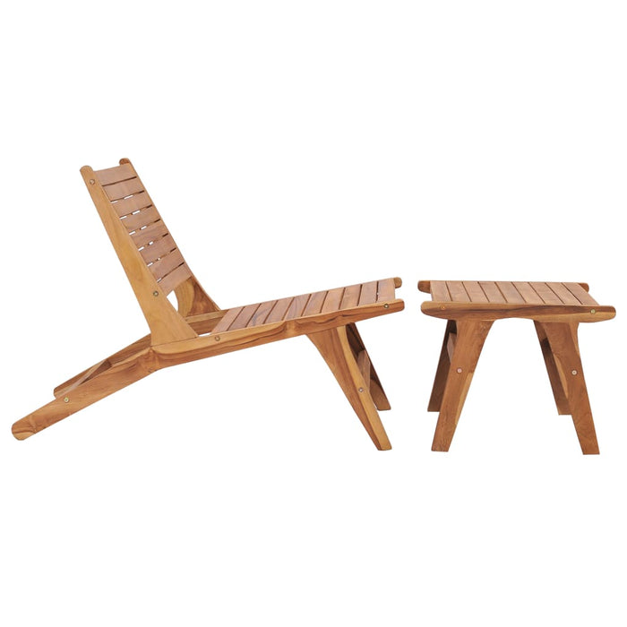 VXL Garden Chair With Footrest Solid Teak Wood