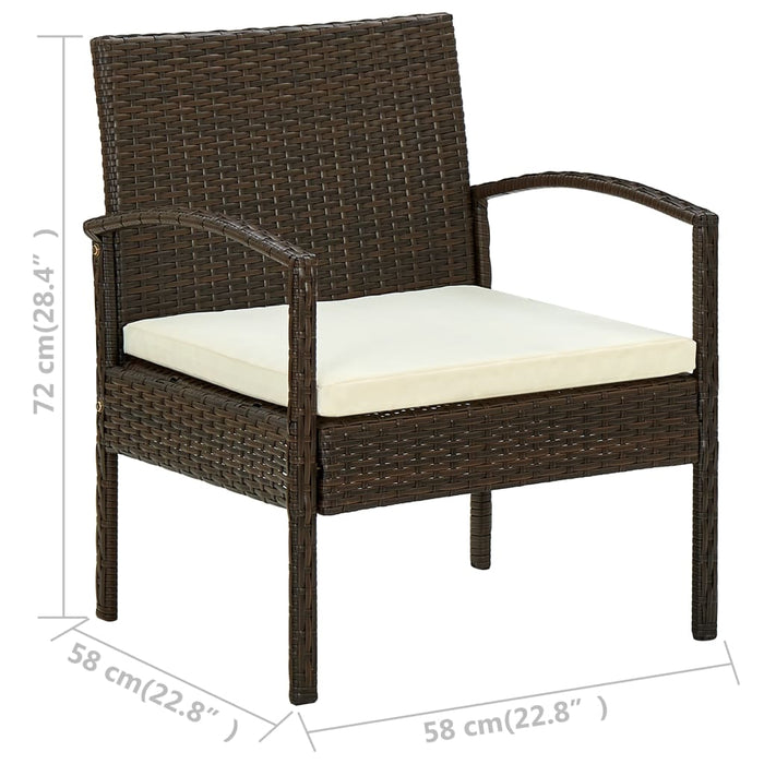 VXL Garden Chair with Brown Synthetic Rattan Cushion