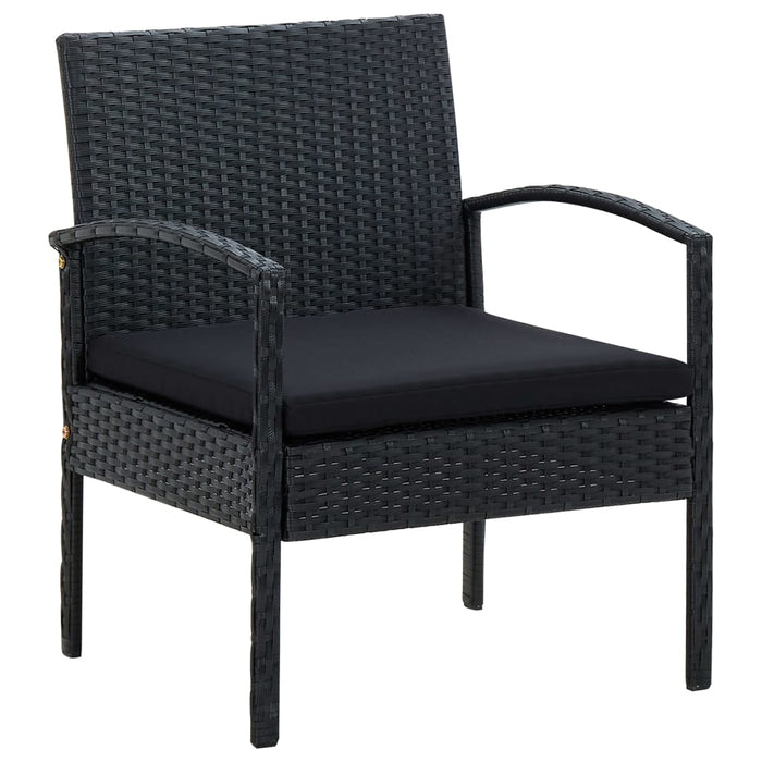 VXL Garden Armchair with Black Synthetic Rattan Cushion