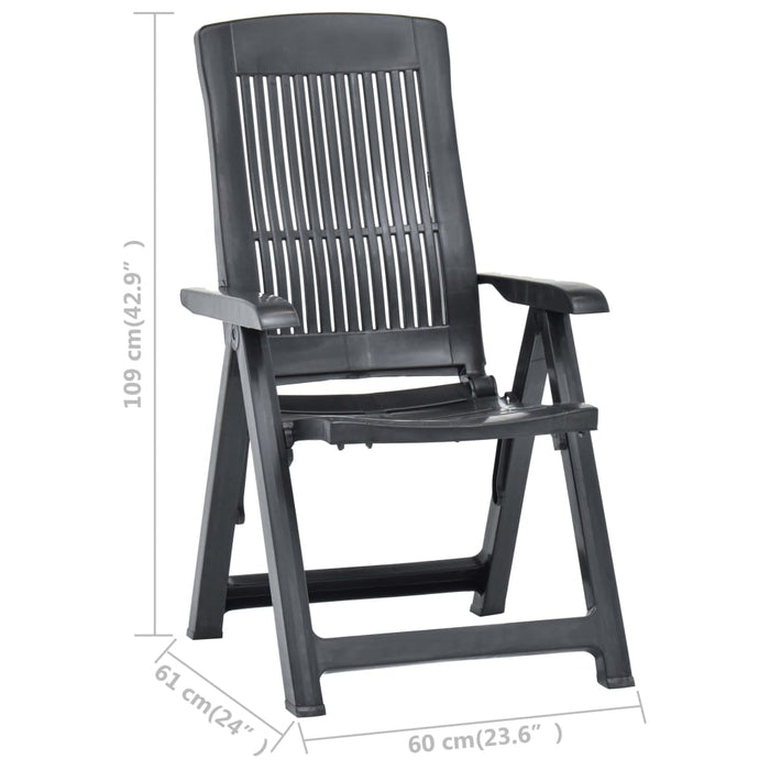 VXL Reclining Garden Chairs 2 Units Anthracite Gray Plastic
