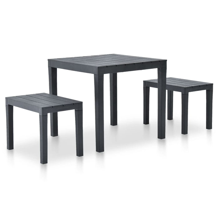 VXL Garden Table with 2 Anthracite Gray Plastic Benches