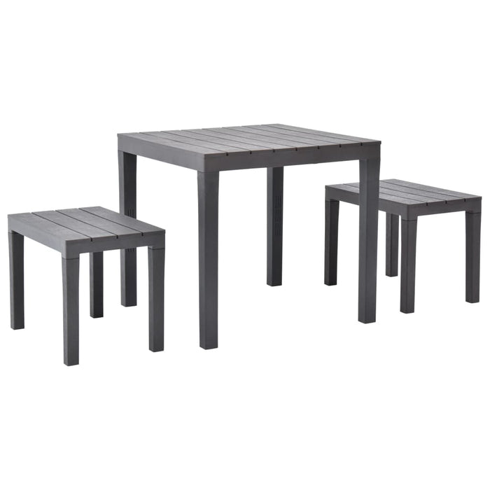 VXL Garden Table With 2 Brown Plastic Benches