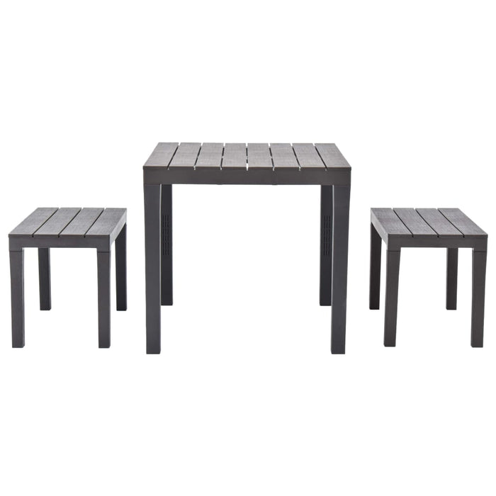 VXL Garden Table With 2 Brown Plastic Benches