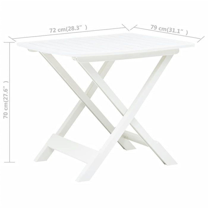 VXL White Plastic Folding Garden Table 79X72X70 Cm