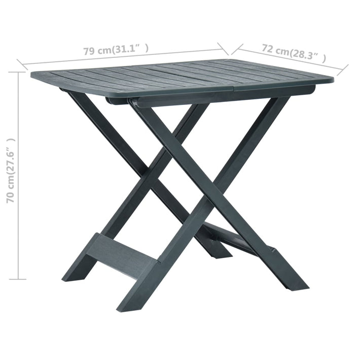 VXL Green Plastic Folding Garden Table 79X72X70 Cm