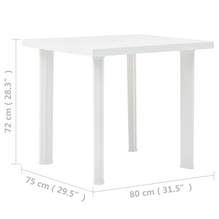 VXL White Plastic Garden Table 80X75X72 Cm