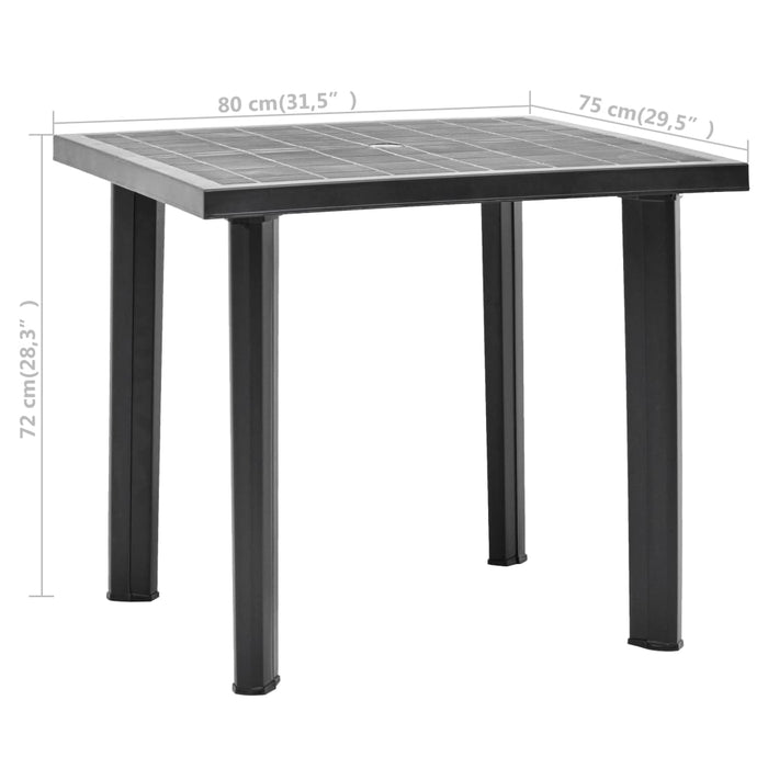 VXL Anthracite Gray Plastic Garden Table 80X75X72 Cm