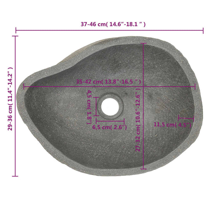 VXL Oval river stone washbasin 37-46 cm