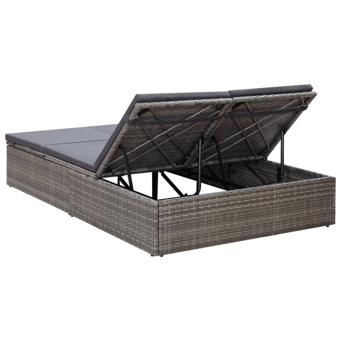 VXL Double Lounger with Gray Synthetic Rattan Cushion