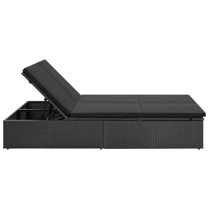 VXL Double Lounger with Black Synthetic Rattan Cushion