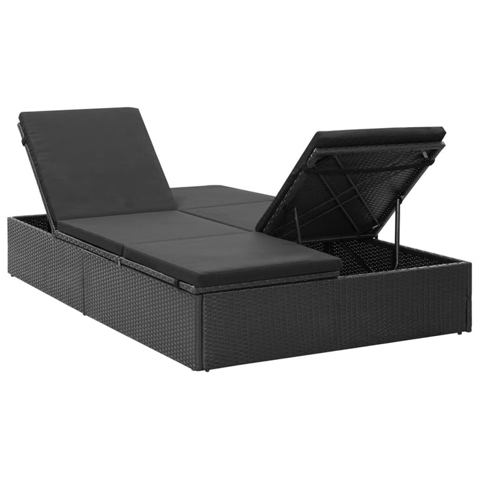 VXL Double Lounger with Black Synthetic Rattan Cushion