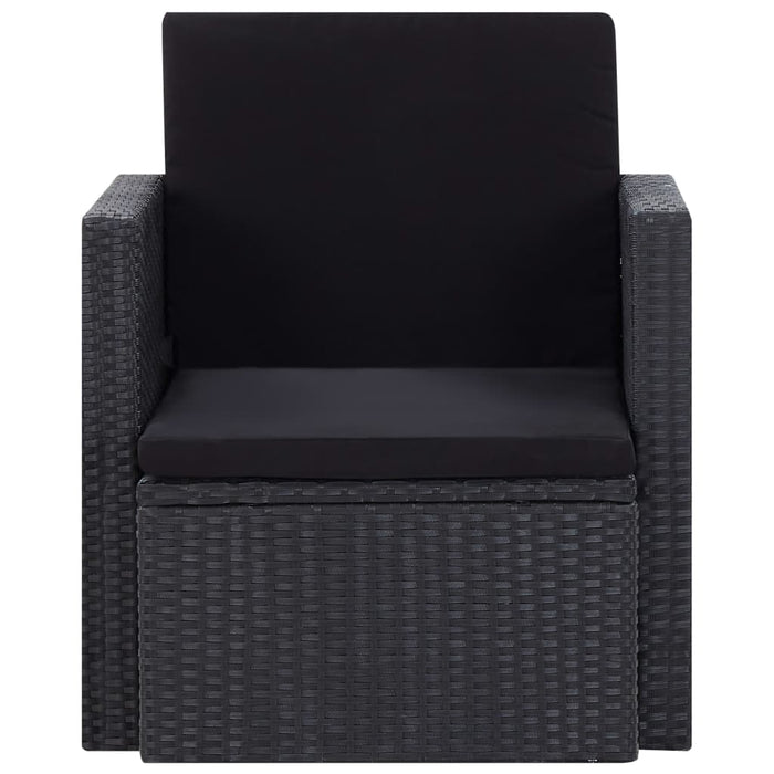 VXL Garden Armchair with Cushions Black Synthetic Rattan