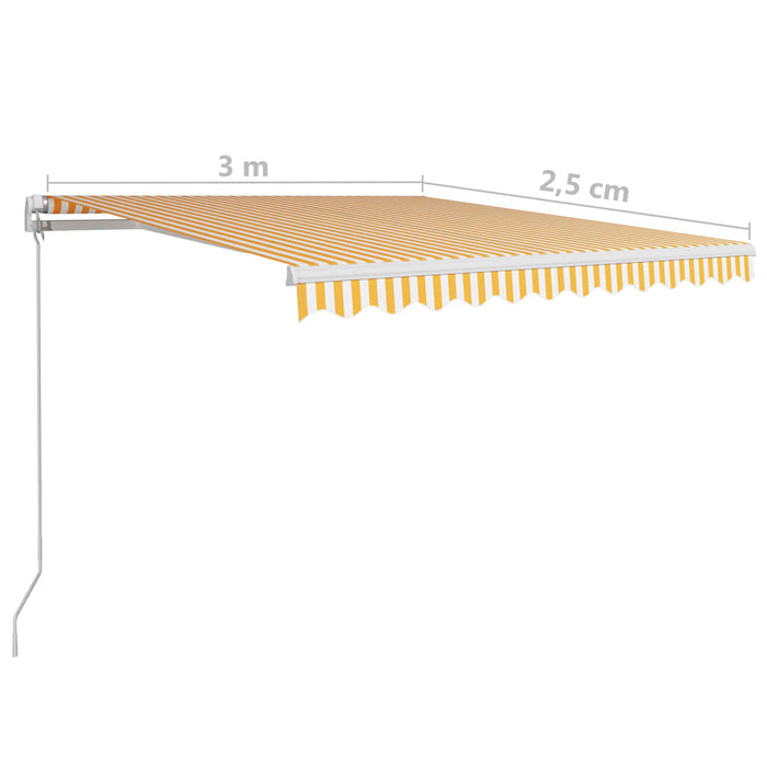 VXL Manual Retractable Awning Yellow and White 300X250 Cm