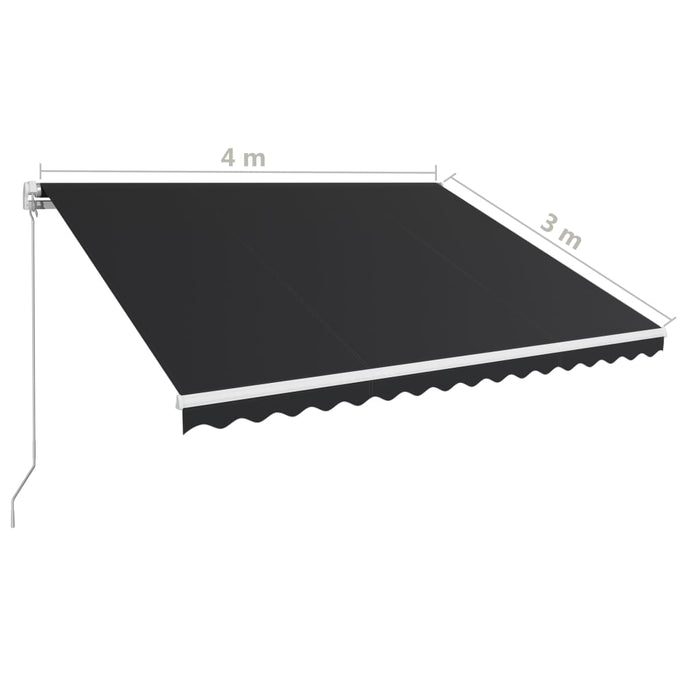 VXL Manual Retractable Awning Anthracite Gray 400X300 Cm