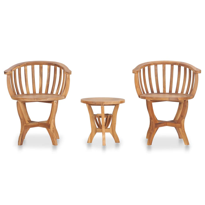 VXL Garden Bistro Table and Chairs 3 Pieces Solid Teak Wood