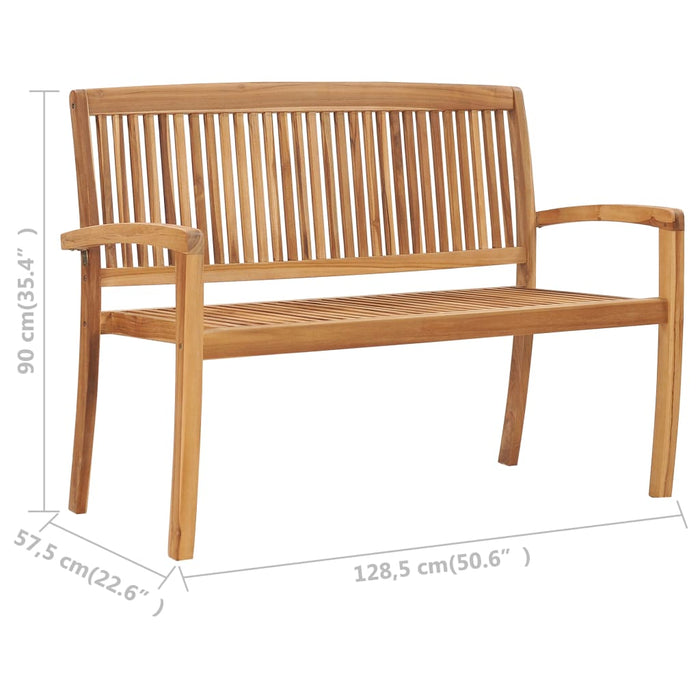 VXL 2-Seater Stackable Garden Bench Solid Teak Wood 128.5Cm