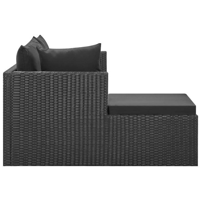 VXL Garden Furniture Set 4 Pieces and Cushions Black Synthetic Rattan