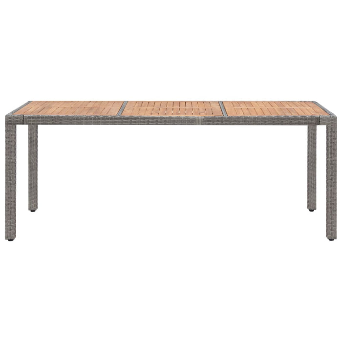 VXL Garden Table Rattan Pe Gray Solid Acacia Wood 190X90X75 Cm