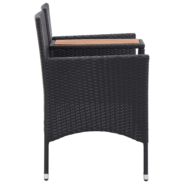 VXL 2 Seater Garden Bench and Black Synthetic Rattan Table 143 Cm