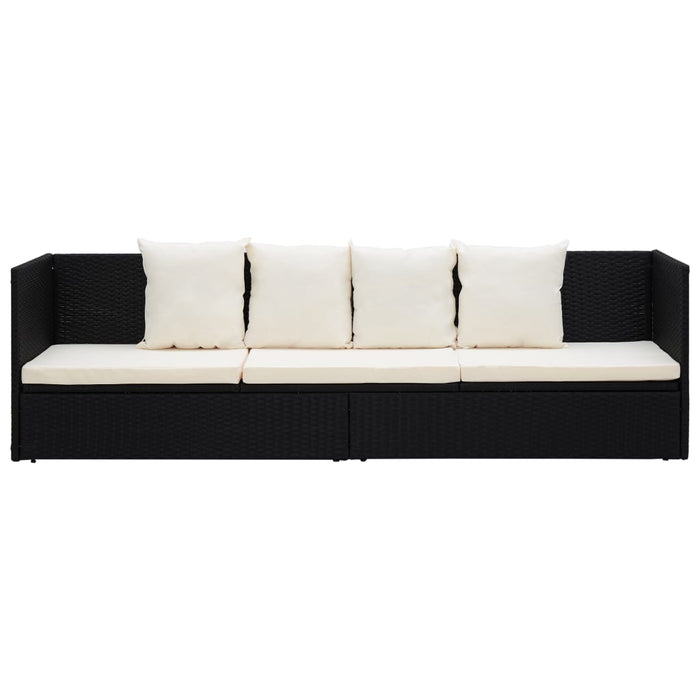 VXL Garden Sofa Lounger with Cushions Synthetic Rattan Black