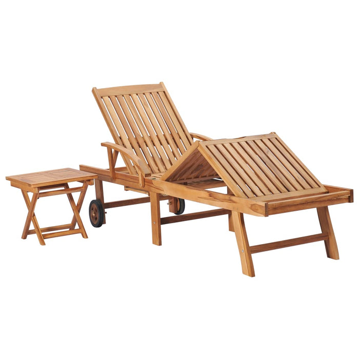 VXL Sun Loungers 2 Units with Solid Teak Wood Table
