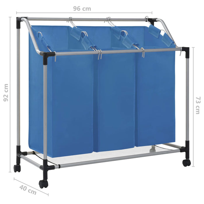 VXL Laundry Separator with 3 Bags Blue Steel
