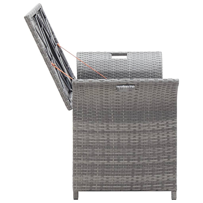 VXL Storage Bench with Cushion Gray Synthetic Rattan 138 Cm