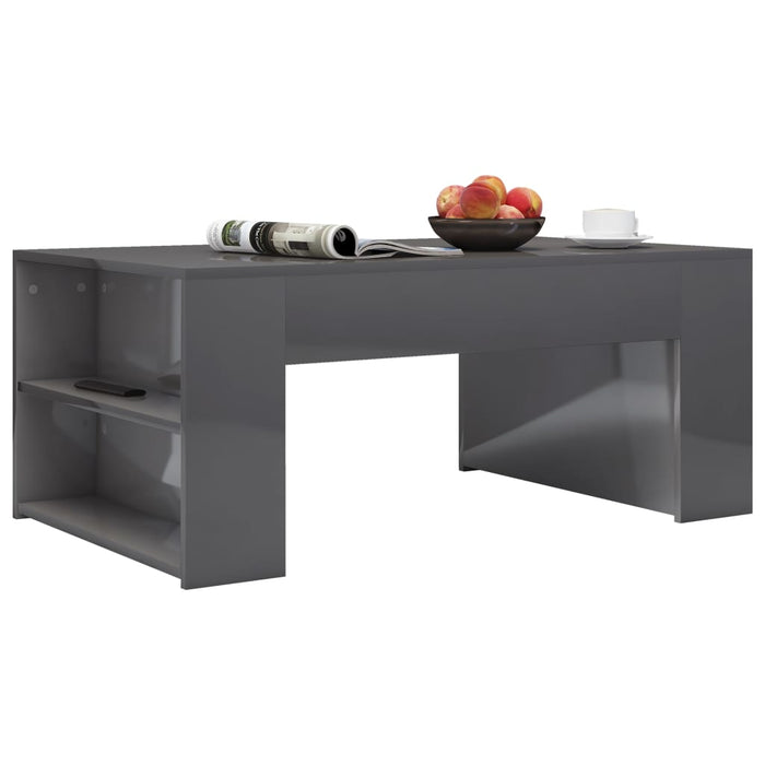VXL Glossy Gray Chipboard Coffee Table 100X60X42 Cm