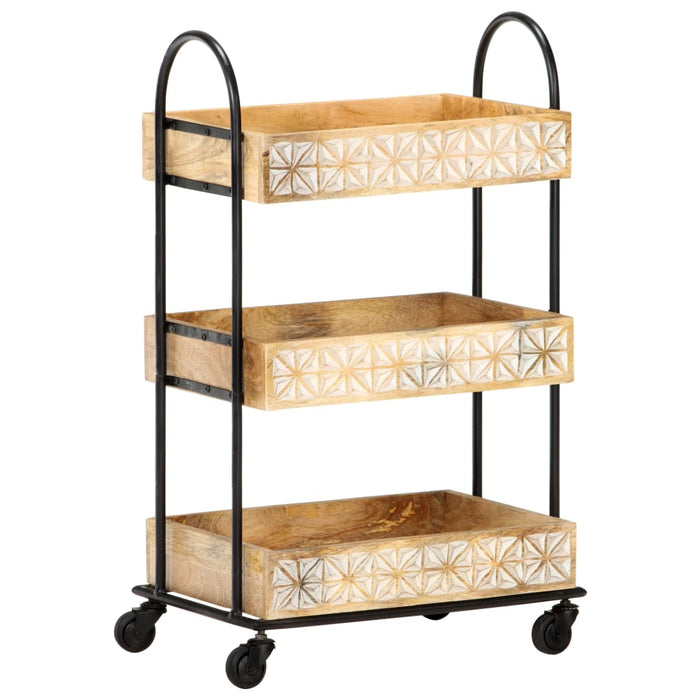 VXL 3-tier kitchen cart solid mango wood 46x30x76 cm