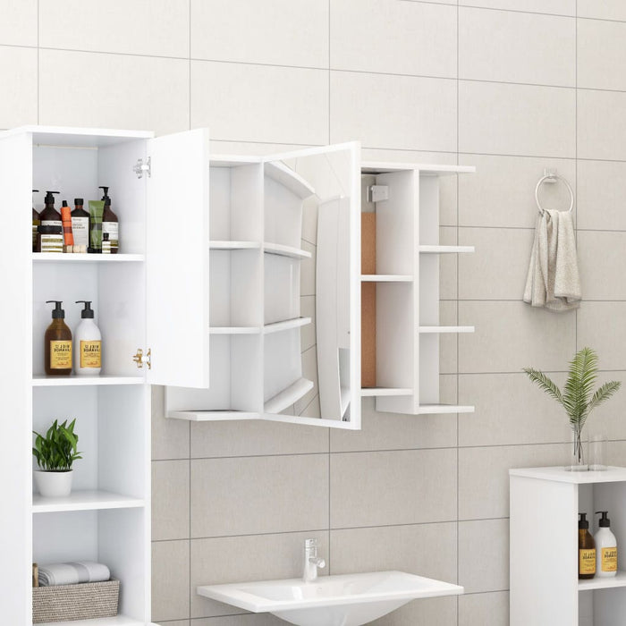 VXL White Chipboard Bathroom Mirror Cabinet 80X20.5X64 Cm