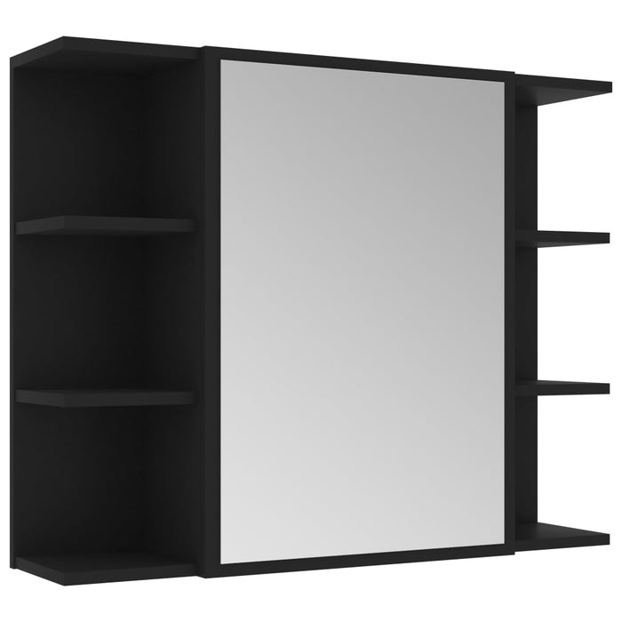 VXL Black Chipboard Bathroom Mirror Cabinet 80X20.5X64 Cm