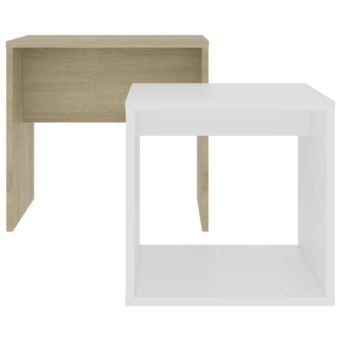 VXL White Sonoma Oak Chipboard Coffee Table Set 48X30X45 Cm