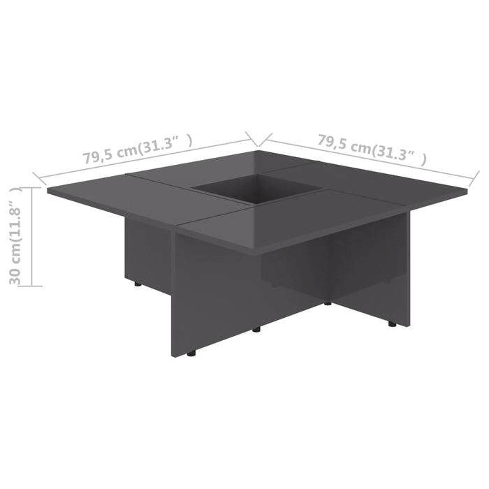 VXL Glossy Gray Chipboard Coffee Table 79.5X79.5X30 Cm