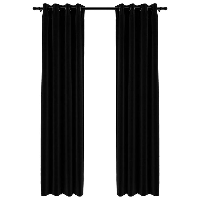VXL Blackout Curtains with Eyelets Linen Look 2 Pcs Black 140X245 Cm