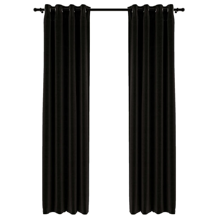 VXL Blackout Curtain With Linen Look Eyelets 2 Pieces Anthracite 140X245 Cm