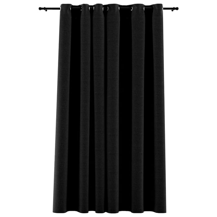 VXL Blackout Curtain with Eyelets Linen Look Anthracite Gray 290X245 Cm
