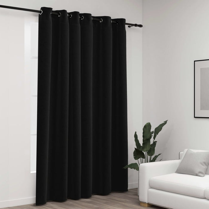 VXL Blackout Curtain with Eyelets Linen Look Anthracite Gray 290X245 Cm