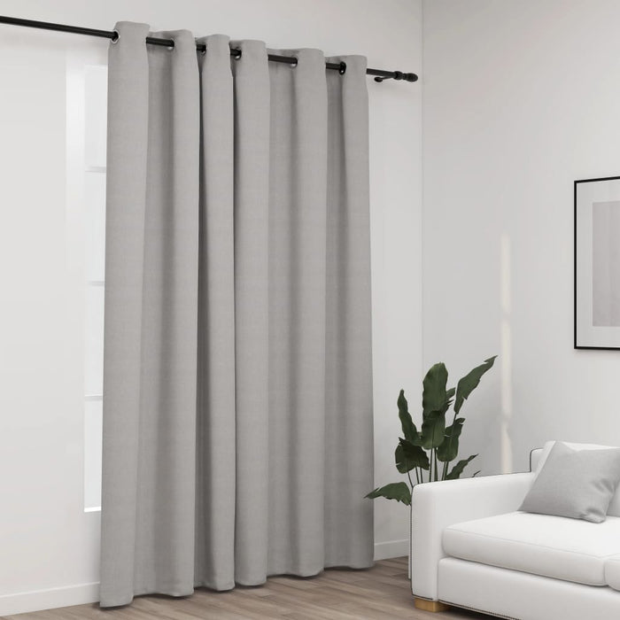 VXL Blackout Curtain with Eyelets Gray Linen Look 290X245 Cm