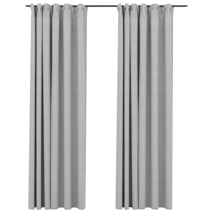 VXL Blackout Curtains with Hooks Linen Look 2 Pieces Gray 140X245 Cm
