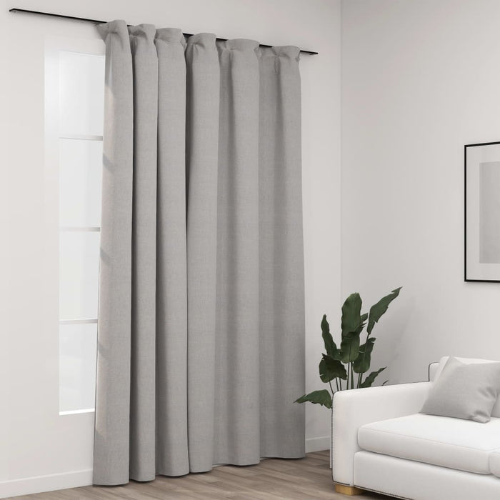 VXL Blackout Curtain with Hooks Gray Linen Look 290X245 Cm
